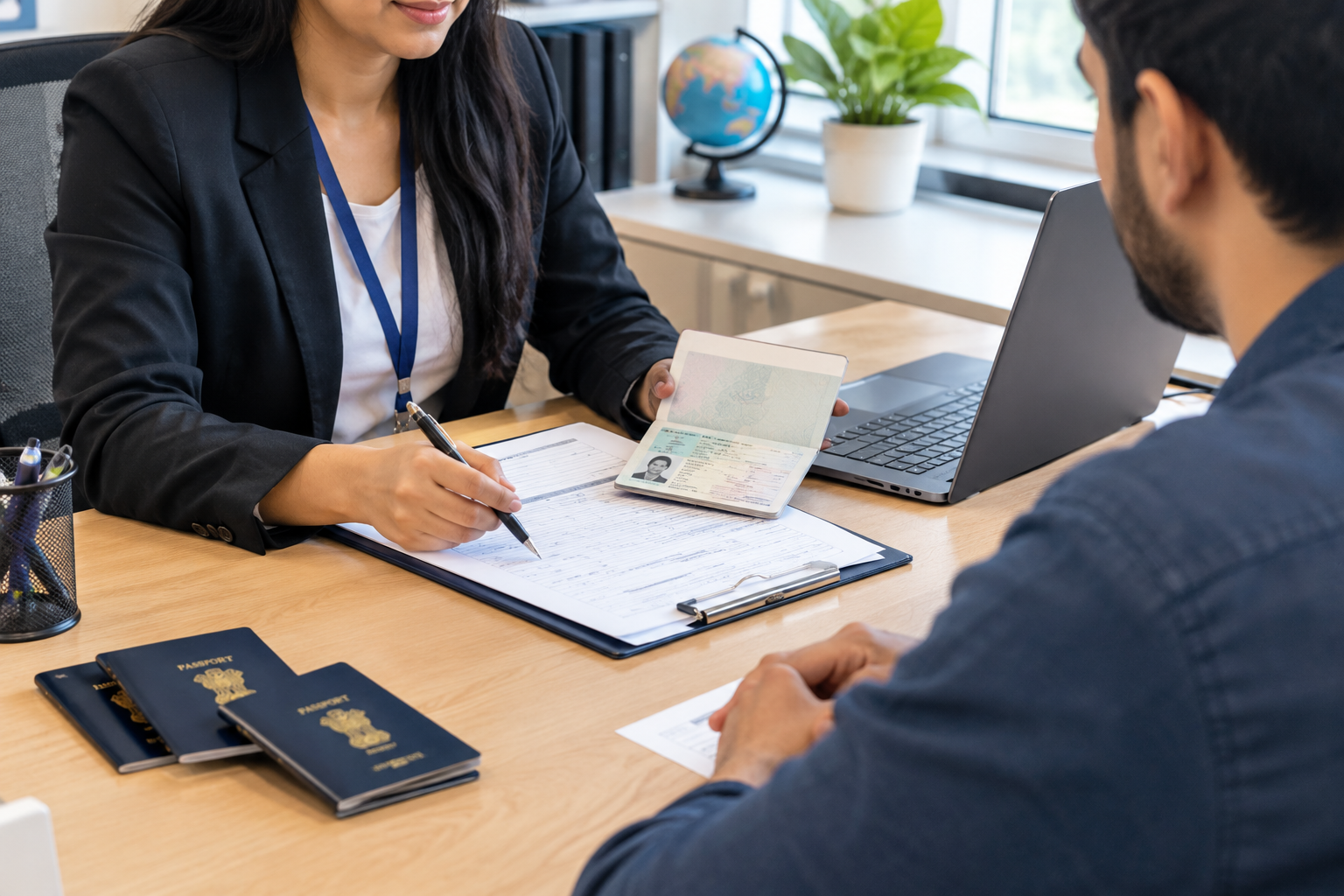 Indian passport booklet and application documents