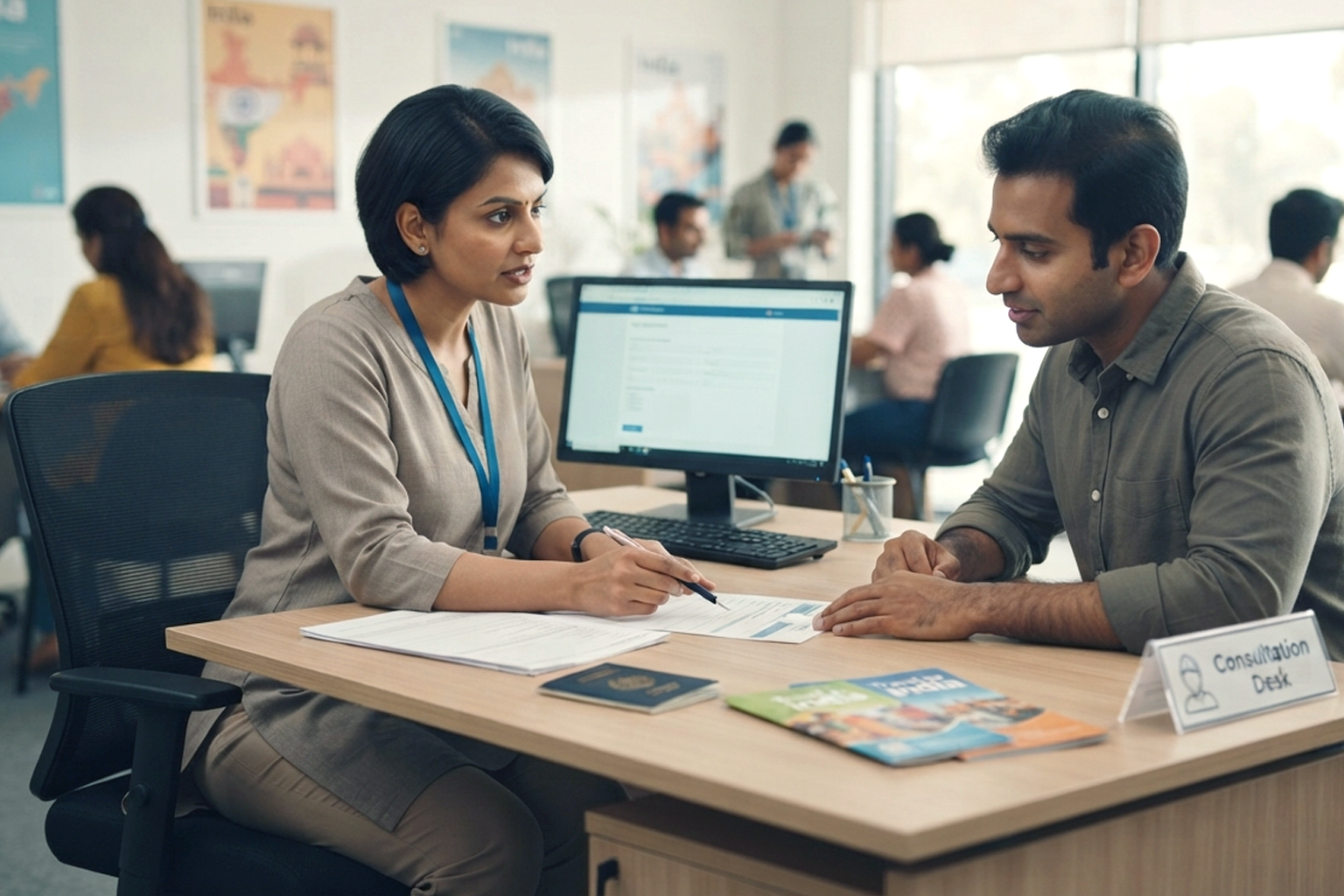 Travel documents prepared for an Indian visa application